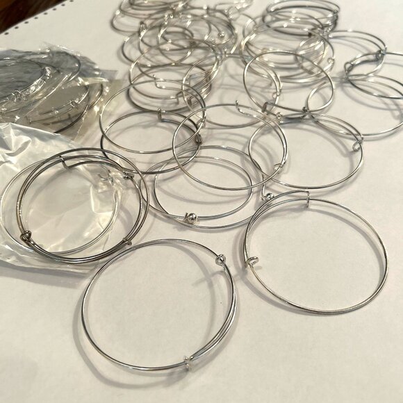 Silver tone Adjustable Bangle Bracelets Lot Mix for Bracelet Jewelry Making - Picture 2 of 6